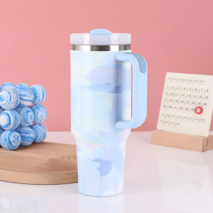 40oz Edelstahl Isolierter Auto-Reisebecher für Kalte und Heiße Getränke Vakuum-Thermoskanne Isolierter Trinkbecher mit Deckeln und Strohhalmen