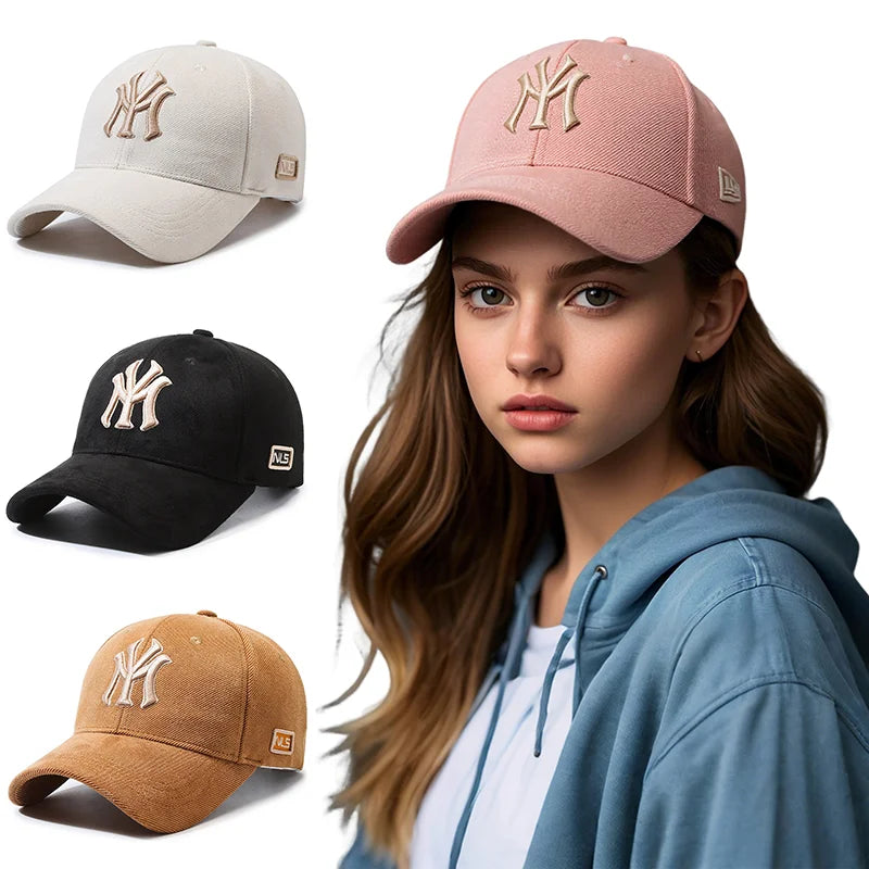 Modische Baseballkappe mit gestickten Buchstaben für Männer und Frauen, verstellbarer Unisex-Paar-passender Sonnenhut, trendige lässige Duck Bill Cap